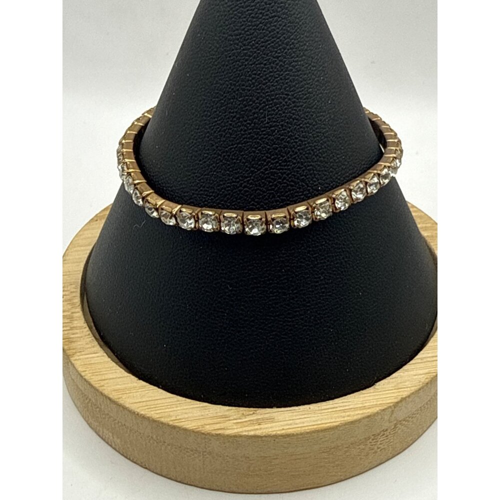 Gold Crystal Tennis Stretch Bracelet Y2K Aesthetic Minimalist Bling